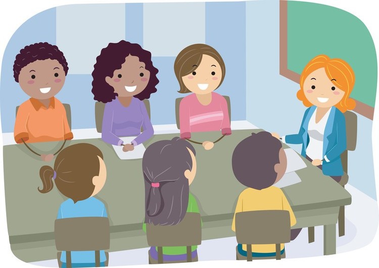Group meeting with teacher graphic